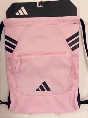 adidas Pink Drawstring Gym Sack with Black Accents